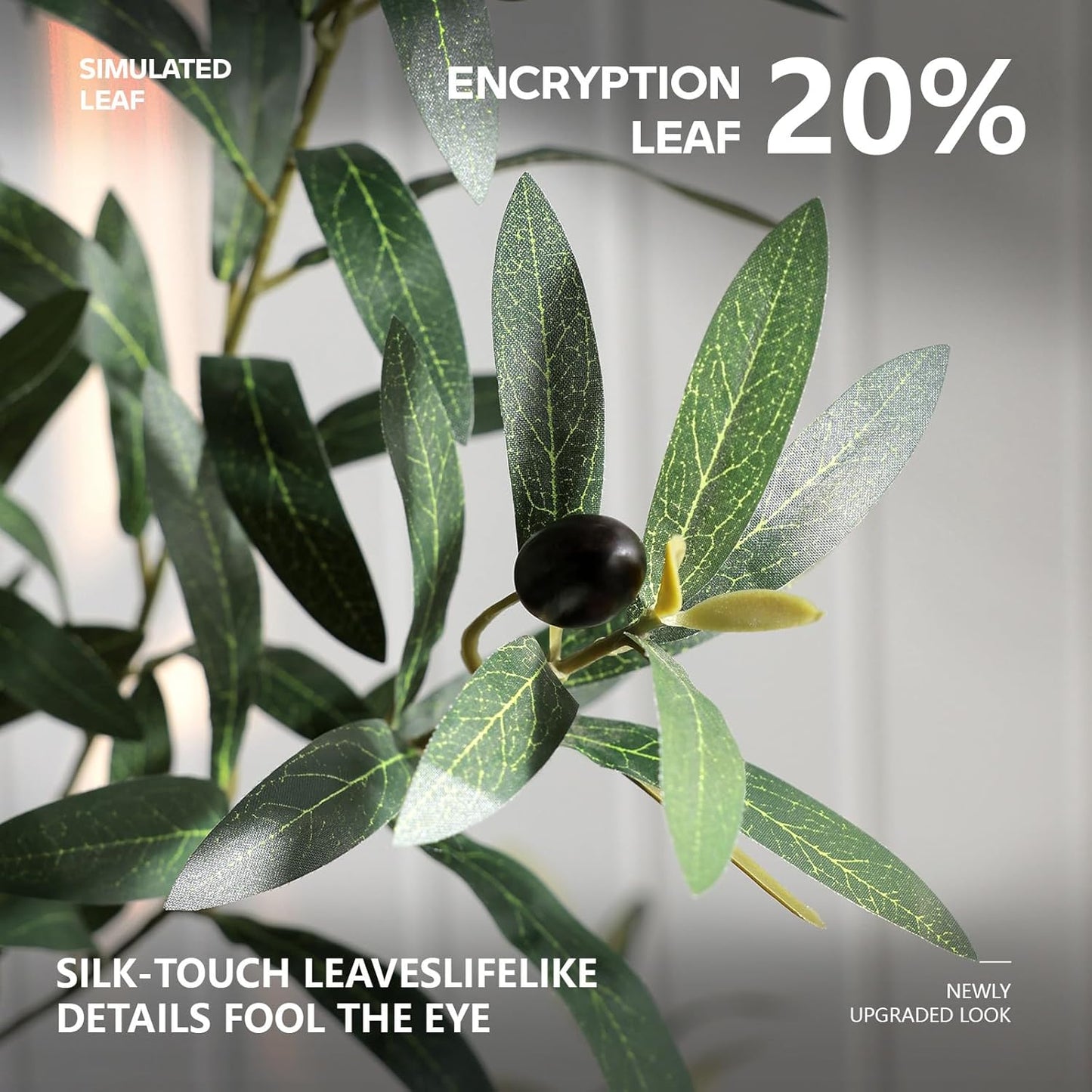 Artificial Olive Tree 7FT Faux Plant Home Decor - Large White Pot with Lifelike Silk Leaves, UV Resistant & No Maintenance - Indoor Outdoor Fake Tree for Modern Office Living Room,VN164