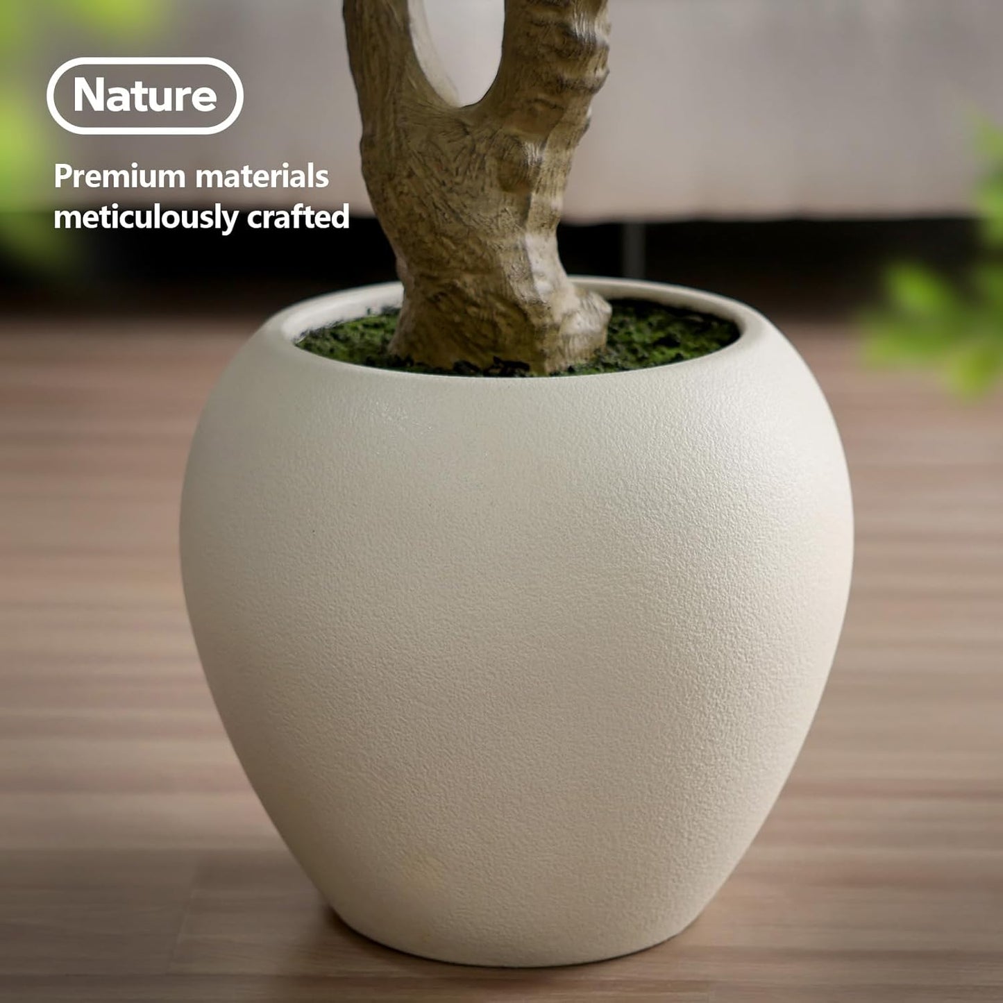 Artificial Olive Tree 7FT Faux Plant Home Decor - Large White Pot with Lifelike Silk Leaves, UV Resistant & No Maintenance - Indoor Outdoor Fake Tree for Modern Office Living Room,VN164