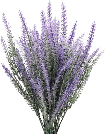 6 Bundles Artificial Lavender Stems, 15-inch Purple Faux Flowers