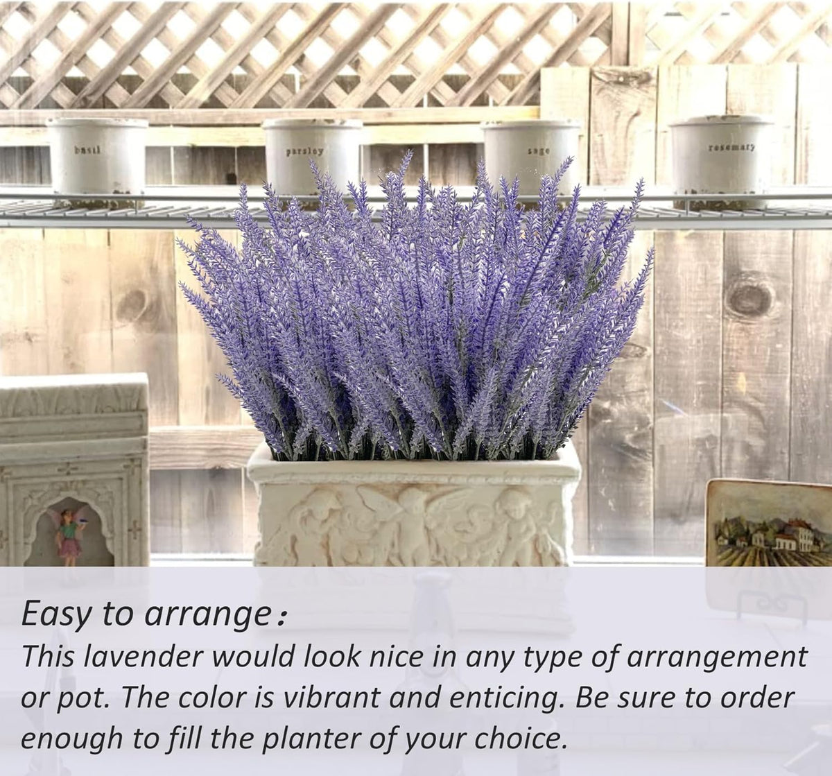 6 Bundles Artificial Lavender Stems, 15-inch Purple Faux Flowers