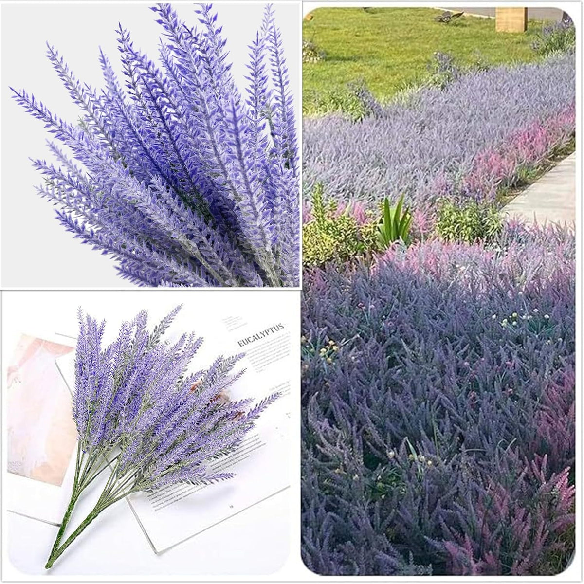 6 Bundles Artificial Lavender Stems, 15-inch Purple Faux Flowers