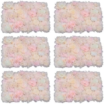 6Pcs Artificial Silk Flower Wall Panel (Pink,Purple)