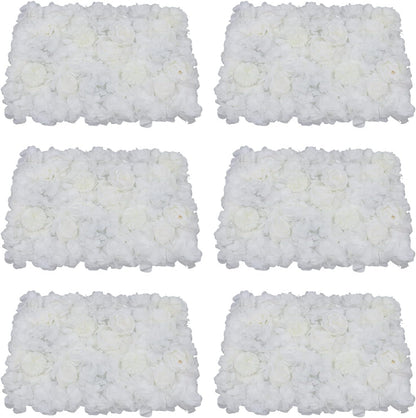 6Pcs Artificial Silk Flower Wall Panel (Pink,Purple)