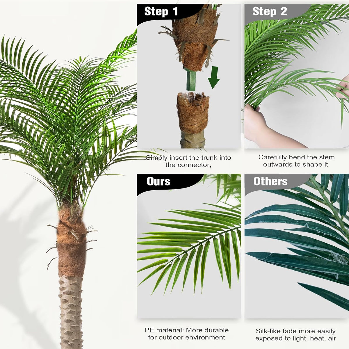 Artificial Phoenix Palm Tree 8ft 2 Set Tall Outdoor/Indoor Decor