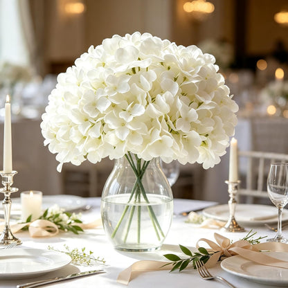 10pcs Hydrangea Artificial Flowers Bulk Heads with Stems Fade-Resistant Reusable for DIY Flower Walls Wreaths Wedding Centerpieces Home Garden Table Party Decoration