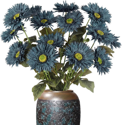 Gerbera Daisy Artificial Flowers, 5 Pcs Fake Daisies, 15 Heads Silk Chrysanthemum Flowers with Stems, Bulk for DIY Home Wedding Party Vase Centerpieces Garland Wreath Decoration(Orange)