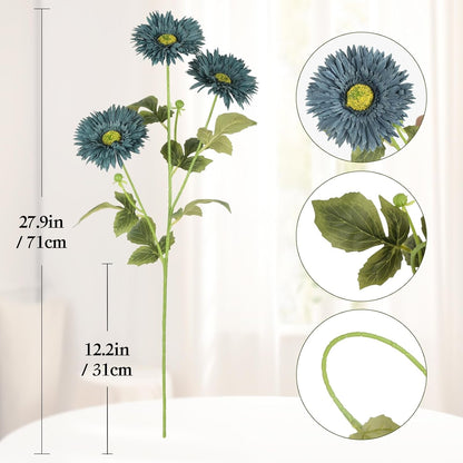 Gerbera Daisy Artificial Flowers, 5 Pcs Fake Daisies, 15 Heads Silk Chrysanthemum Flowers with Stems, Bulk for DIY Home Wedding Party Vase Centerpieces Garland Wreath Decoration(Orange)