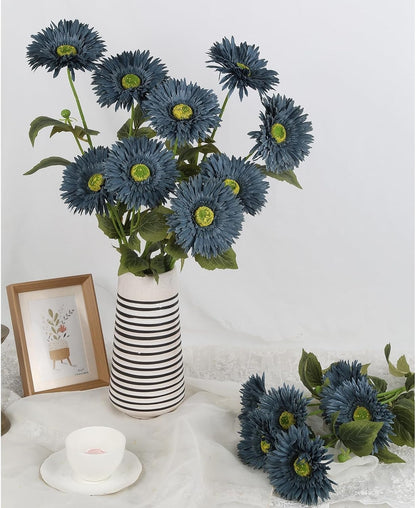 Gerbera Daisy Artificial Flowers, 5 Pcs Fake Daisies, 15 Heads Silk Chrysanthemum Flowers with Stems, Bulk for DIY Home Wedding Party Vase Centerpieces Garland Wreath Decoration(Orange)