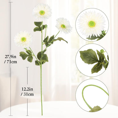 Gerbera Daisy Artificial Flowers, 5 Pcs Fake Daisies, 15 Heads Silk Chrysanthemum Flowers with Stems, Bulk for DIY Home Wedding Party Vase Centerpieces Garland Wreath Decoration(Orange)