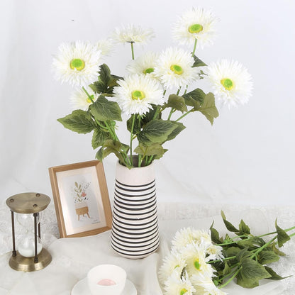 Gerbera Daisy Artificial Flowers, 5 Pcs Fake Daisies, 15 Heads Silk Chrysanthemum Flowers with Stems, Bulk for DIY Home Wedding Party Vase Centerpieces Garland Wreath Decoration(Orange)