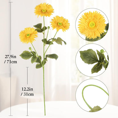 Gerbera Daisy Artificial Flowers, 5 Pcs Fake Daisies, 15 Heads Silk Chrysanthemum Flowers with Stems, Bulk for DIY Home Wedding Party Vase Centerpieces Garland Wreath Decoration(Orange)