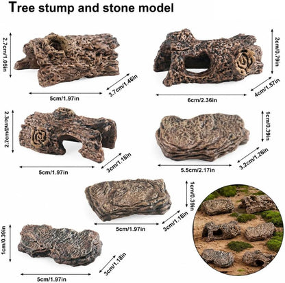 6pcs Diorama Supplies Fake Rocks, Artificial Miniature Decorative Stone for Finsh Tank, Fairy Gardens, Bonsai, DIY Crafts, Sand Table Landscape, Aquariums & Reptile Terrariums