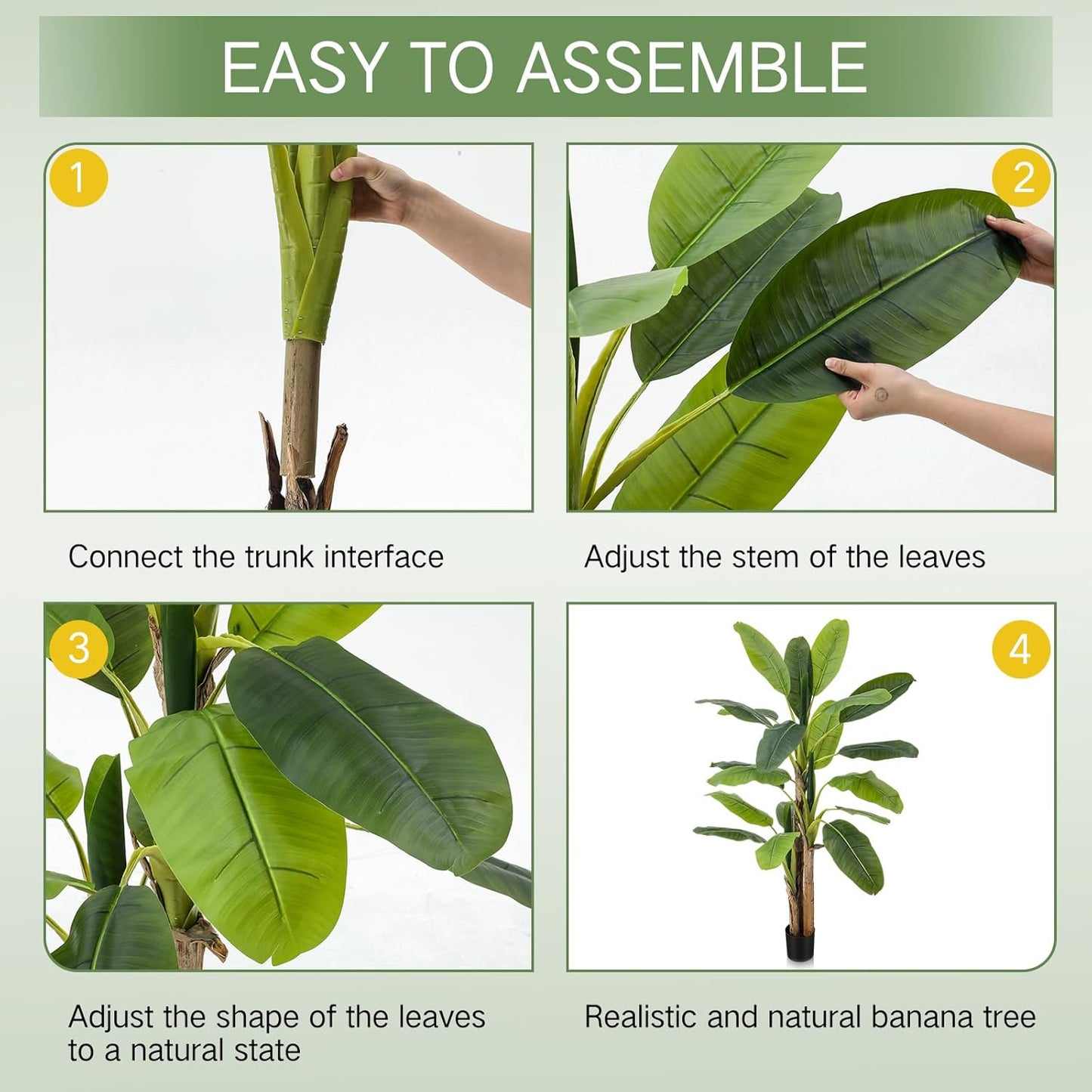 2 Pack 6 Ft Artificial Banana Tree with Pot Faux Banana Plants Tall Faux Floor Leaf Plant with 3 Trunks and 19 Large Leaves for Indoor Home Office Decor Housewarming Gift