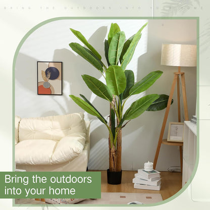2 Pack 6 Ft Artificial Banana Tree with Pot Faux Banana Plants Tall Faux Floor Leaf Plant with 3 Trunks and 19 Large Leaves for Indoor Home Office Decor Housewarming Gift