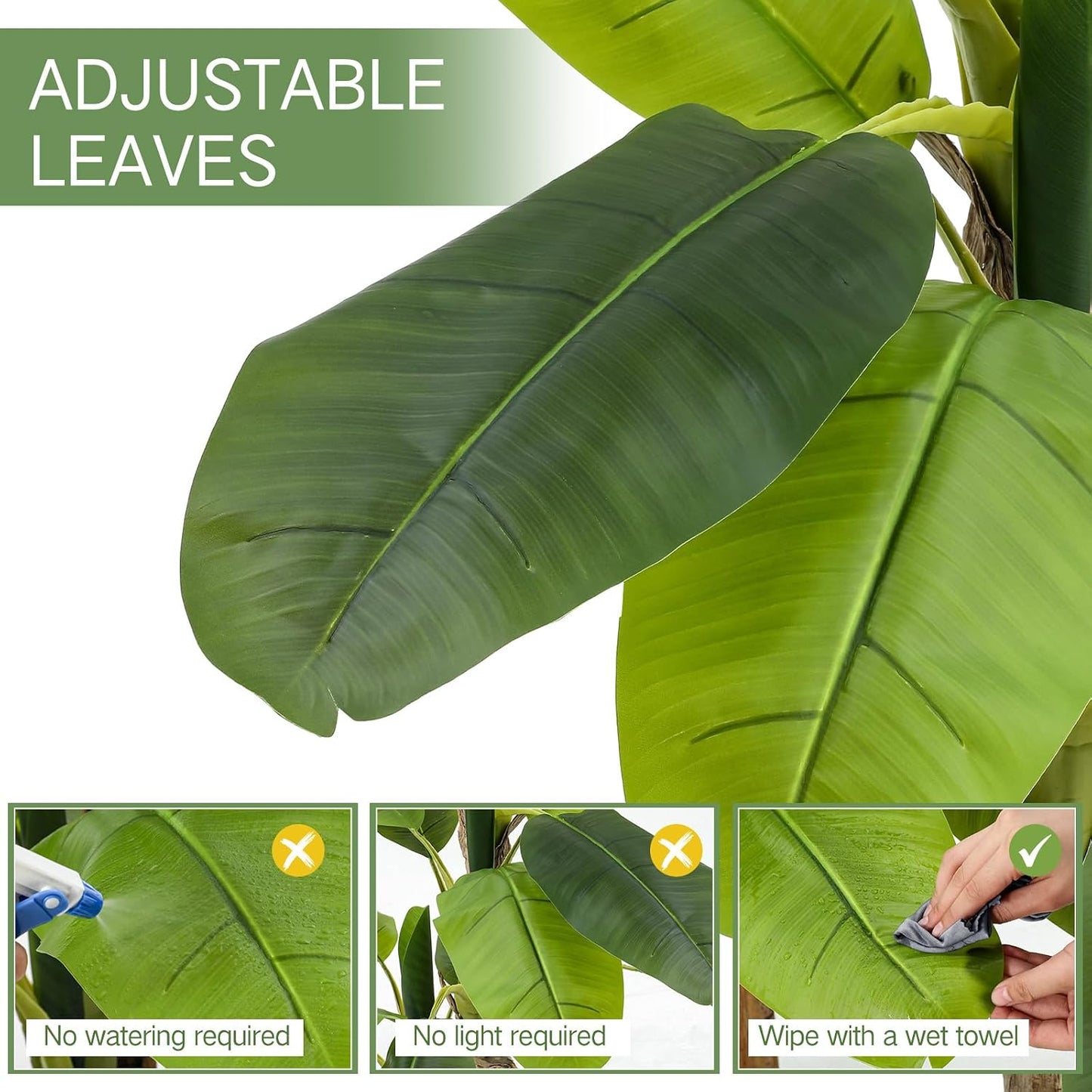 2 Pack 6 Ft Artificial Banana Tree with Pot Faux Banana Plants Tall Faux Floor Leaf Plant with 3 Trunks and 19 Large Leaves for Indoor Home Office Decor Housewarming Gift