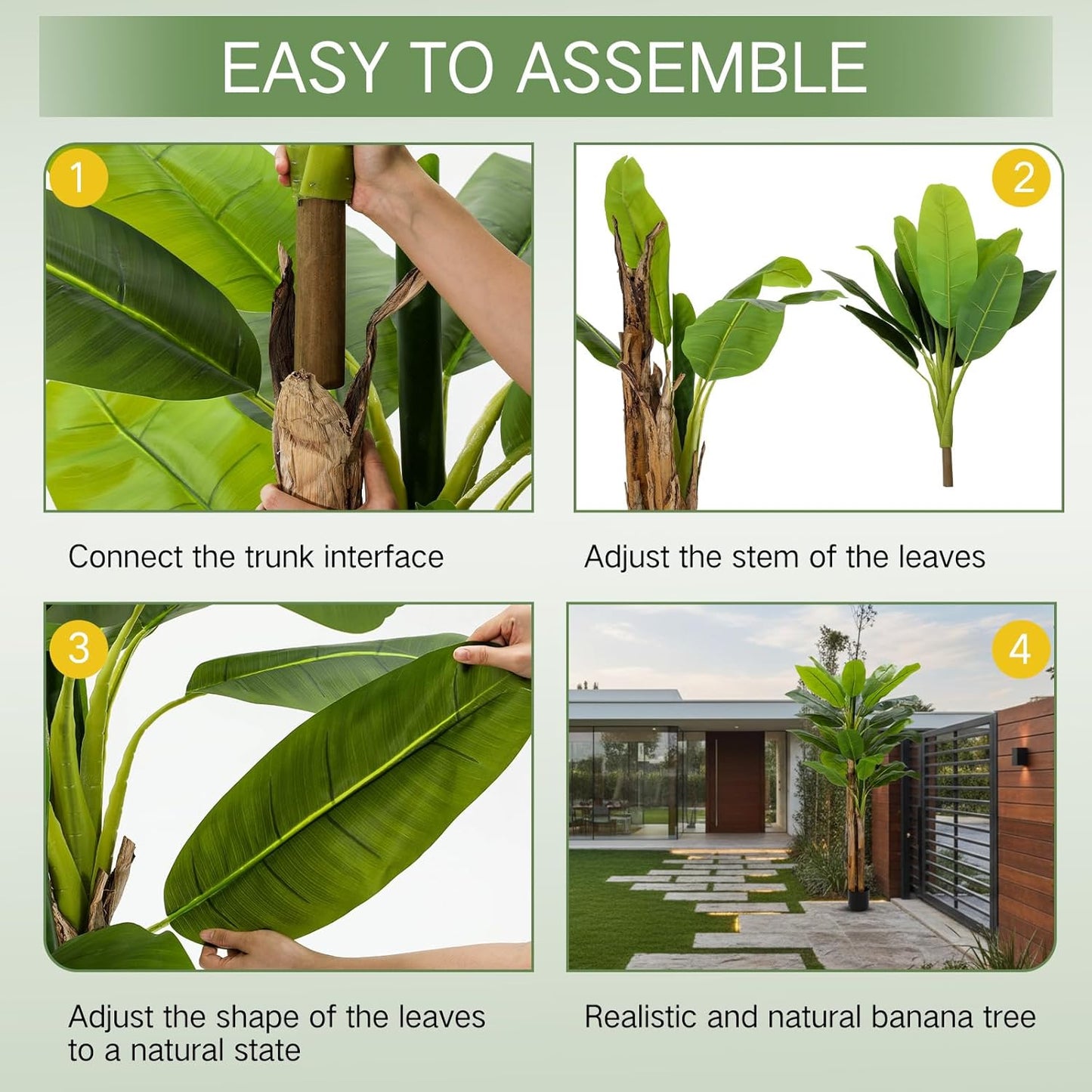 2 Pack 6 Ft Artificial Banana Tree with Pot Faux Banana Plants Tall Faux Floor Leaf Plant with 3 Trunks and 19 Large Leaves for Indoor Home Office Decor Housewarming Gift