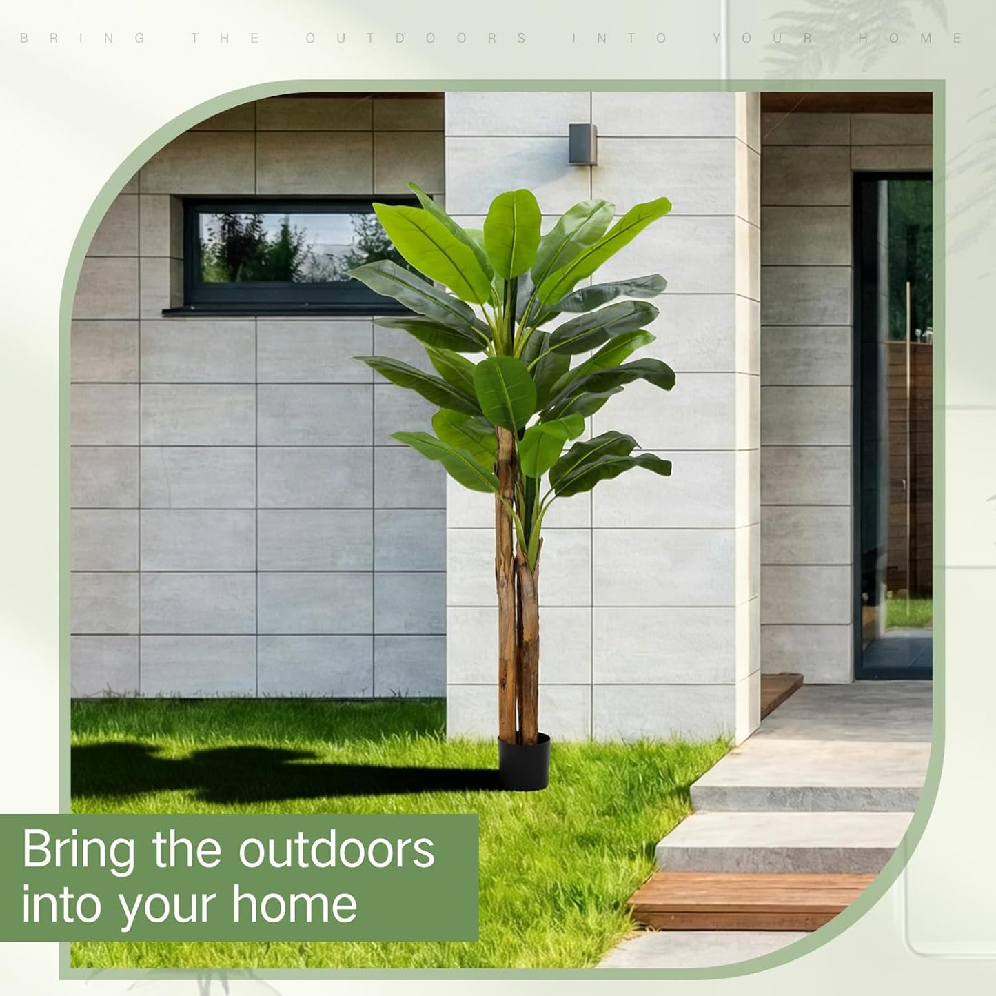 2 Pack 6 Ft Artificial Banana Tree with Pot Faux Banana Plants Tall Faux Floor Leaf Plant with 3 Trunks and 19 Large Leaves for Indoor Home Office Decor Housewarming Gift