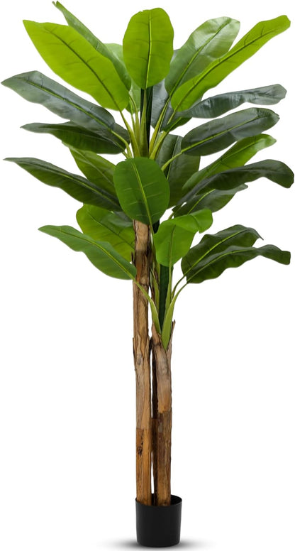 2 Pack 6 Ft Artificial Banana Tree with Pot Faux Banana Plants Tall Faux Floor Leaf Plant with 3 Trunks and 19 Large Leaves for Indoor Home Office Decor Housewarming Gift