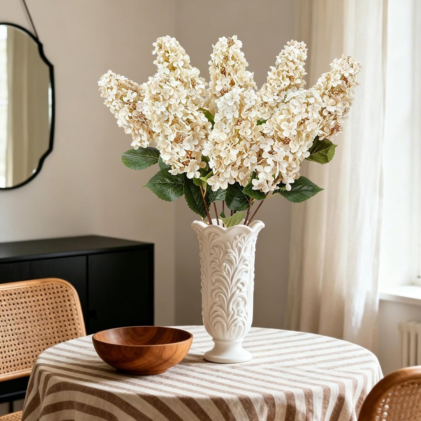 3PCS Realistic Artificial Magnolia Flowers Branch, 20.5 inch Tall | Bendable & Cuttable Stem, Real Touch Flower Head & leaves, Silk Floral Arrangement for Vase Home Kitchen Wedding Table Decor