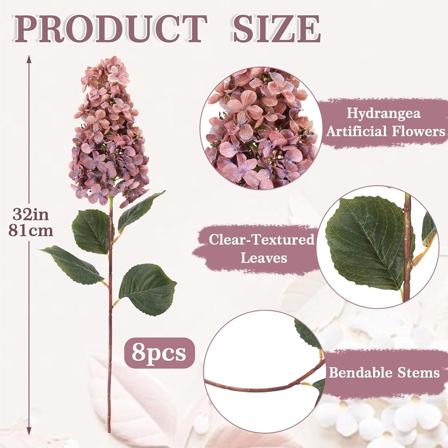 3PCS Realistic Artificial Magnolia Flowers Branch, 20.5 inch Tall | Bendable & Cuttable Stem, Real Touch Flower Head & leaves, Silk Floral Arrangement for Vase Home Kitchen Wedding Table Decor