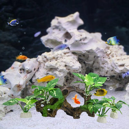 Driftwood Cave Aquarium Decor Silk Aquarium Plants for Betta Fish Tank Accessories Decorations
