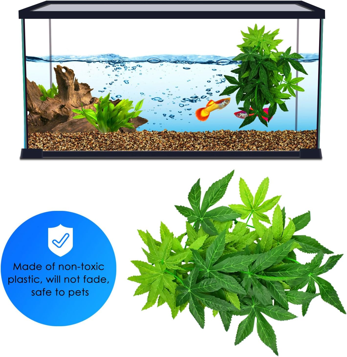 Reptile Plants, 3 PCS Amphibian Hanging Plants with Suction Cup for Snake, Bearded Dragons, Lizards, Geckos, Toads, Hermit Crab Tank Pets Habitat Decorations