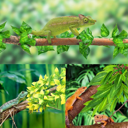 Reptile Plants, 3 PCS Amphibian Hanging Plants with Suction Cup for Snake, Bearded Dragons, Lizards, Geckos, Toads, Hermit Crab Tank Pets Habitat Decorations