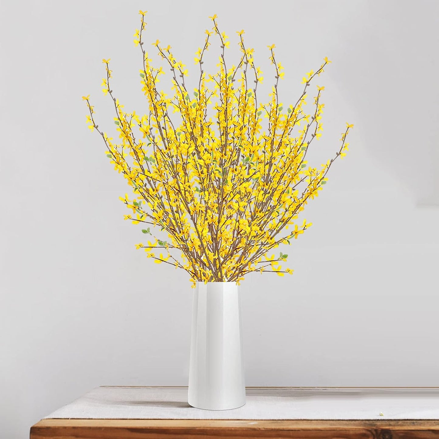 Artificial Forsythia Flowers,1Pcs 39.4 inch Artificial Forsythia Blossom Jasmine Stems Fake Silk Forsythia Branches for Flower Arrangement Wedding Home Office Decoration