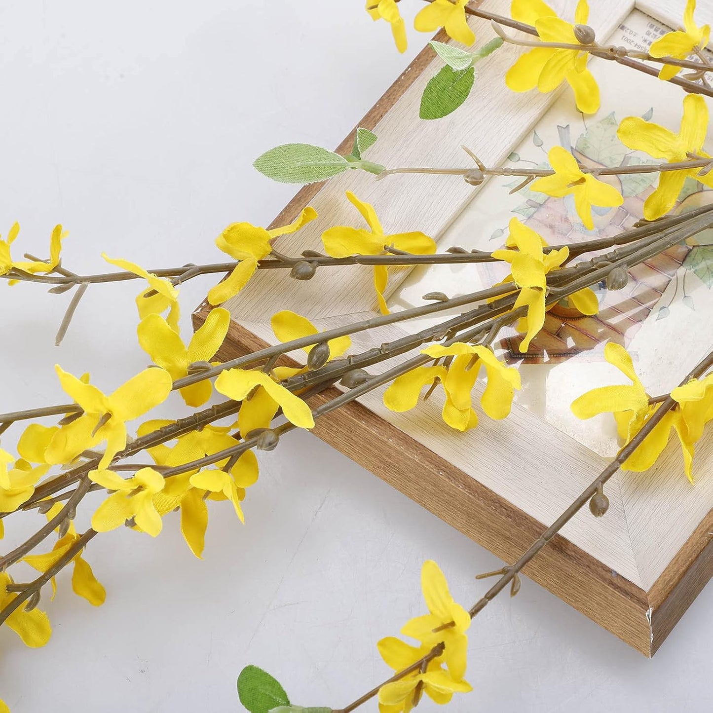 Artificial Forsythia Flowers,1Pcs 39.4 inch Artificial Forsythia Blossom Jasmine Stems Fake Silk Forsythia Branches for Flower Arrangement Wedding Home Office Decoration
