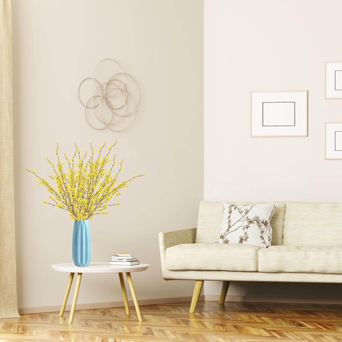 Artificial Forsythia Flowers,1Pcs 39.4 inch Artificial Forsythia Blossom Jasmine Stems Fake Silk Forsythia Branches for Flower Arrangement Wedding Home Office Decoration