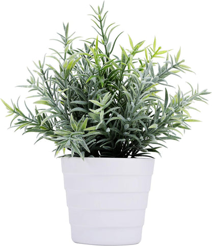 Small Fake Plant Potted - Faux Plant Indoor Plant Artificial Potted Plant Decor for Home and Office (Rosemary Green)