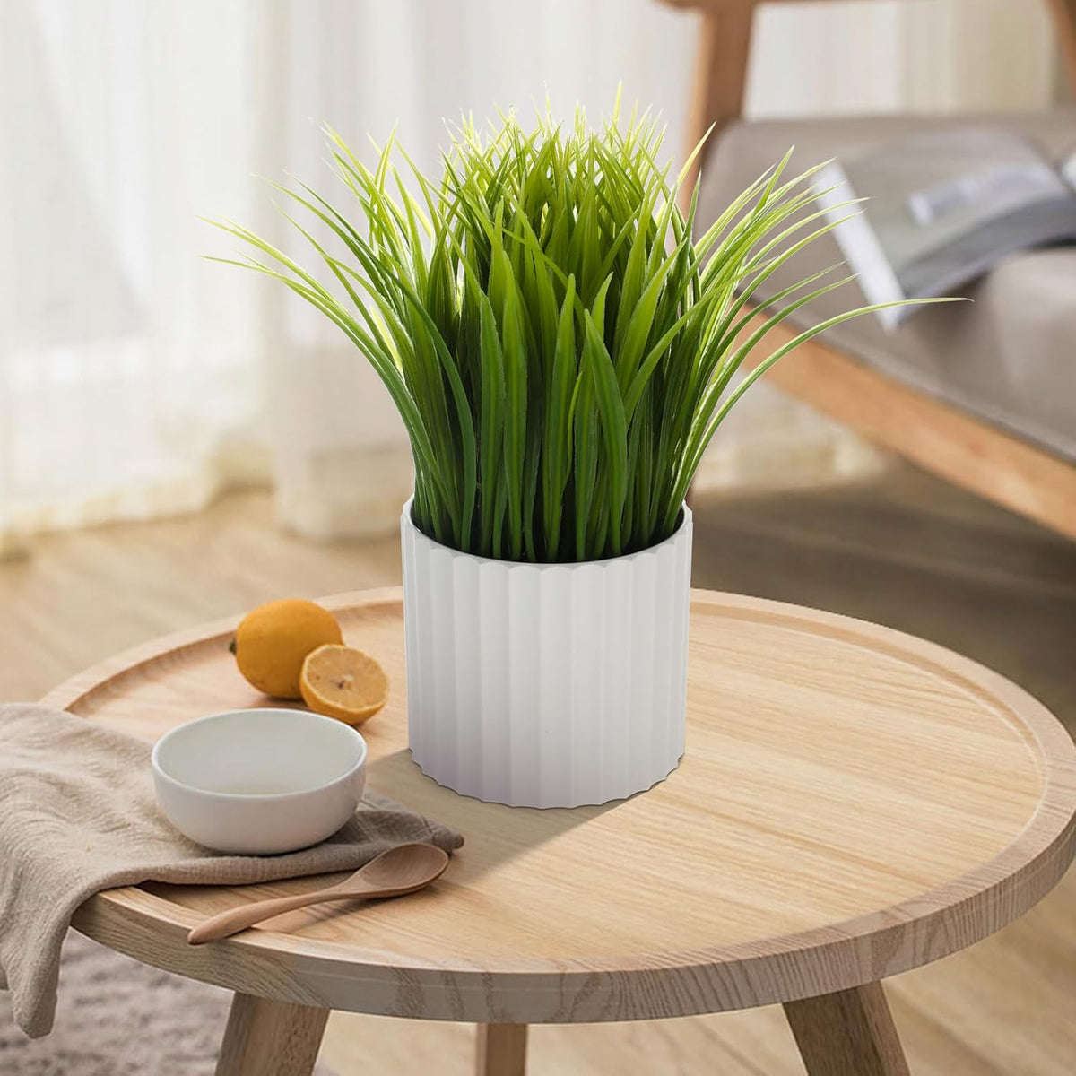 Small Fake Plant Potted - Faux Plant Indoor Plant Artificial Potted Plant Decor for Home and Office (Rosemary Green)