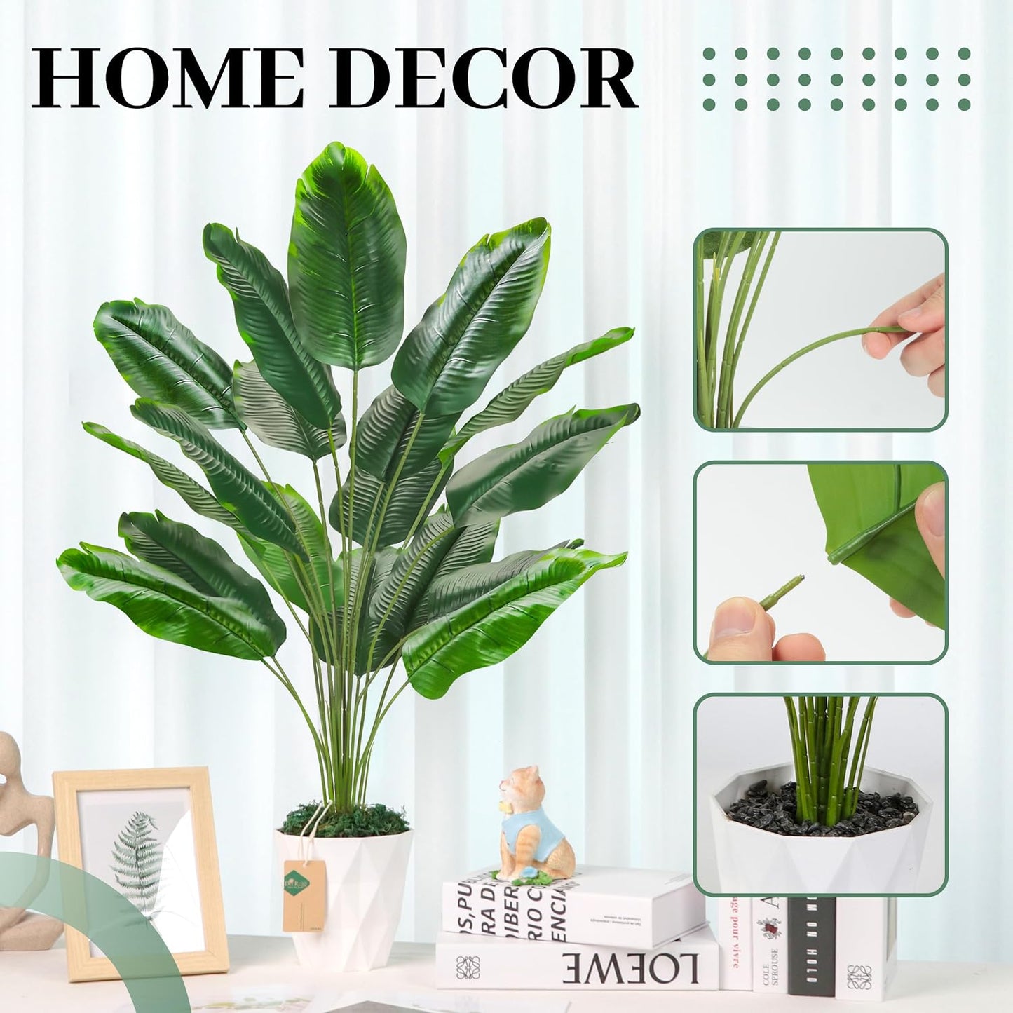 Tall Fake Plants 28" Artificial Potted Tropical Faux Plants Banana Tree Indoor for Home Office Living Room Balcony Decor
