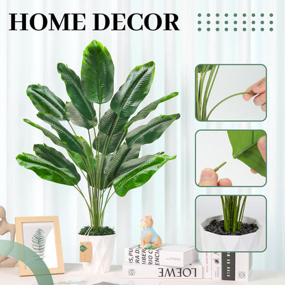Tall Fake Plants 28" Artificial Potted Tropical Faux Plants Banana Tree Indoor for Home Office Living Room Balcony Decor