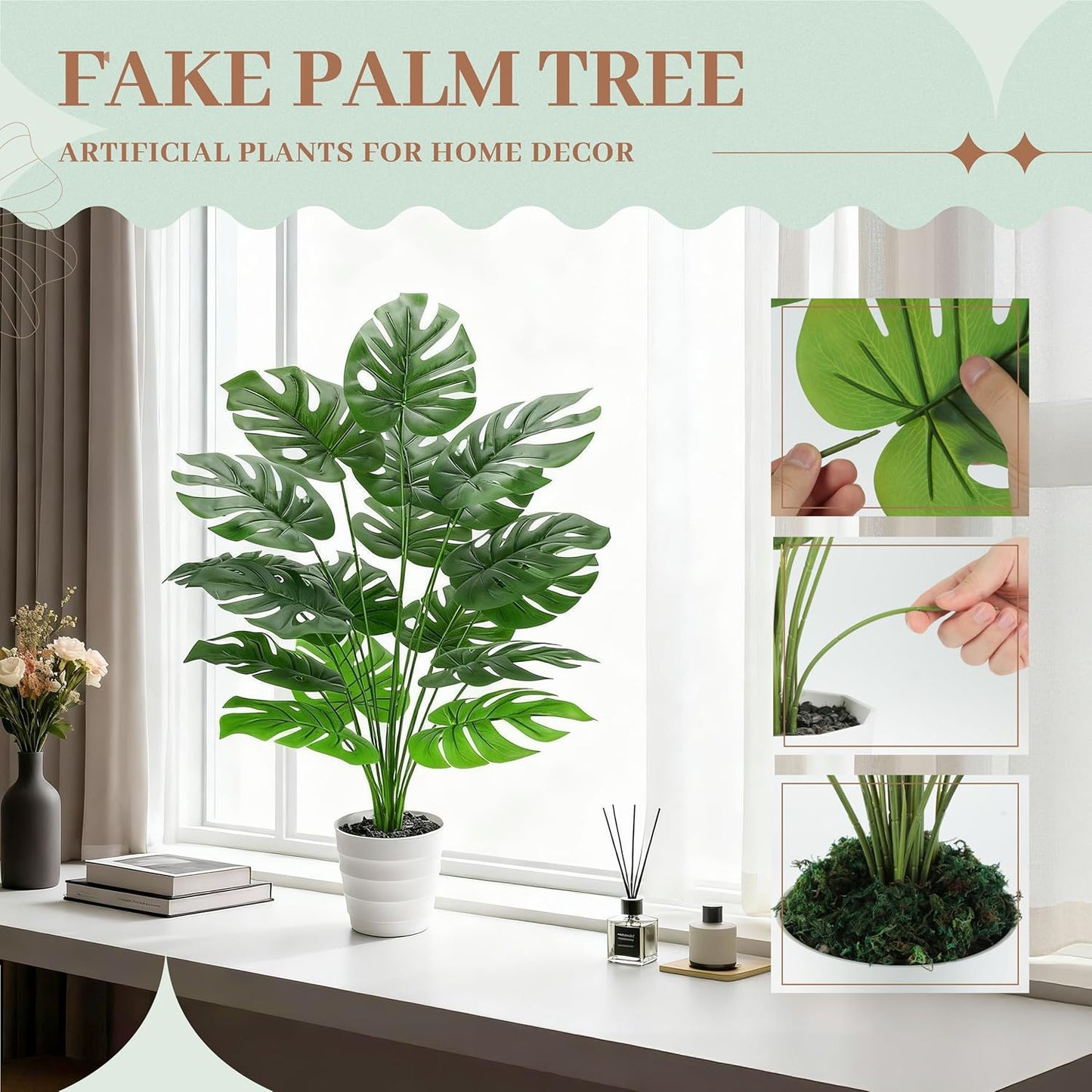 Tall Fake Plants 28" Artificial Potted Tropical Faux Plants Banana Tree Indoor for Home Office Living Room Balcony Decor