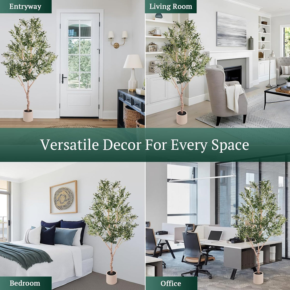 Large Olive Trees Artificial Indoor 7FT, Upgraded Faux Olive Tree with Realistic Leaves and Fruits, Heavy Base, Modern Fake Faux Plants for Home/Office Decor Gifts