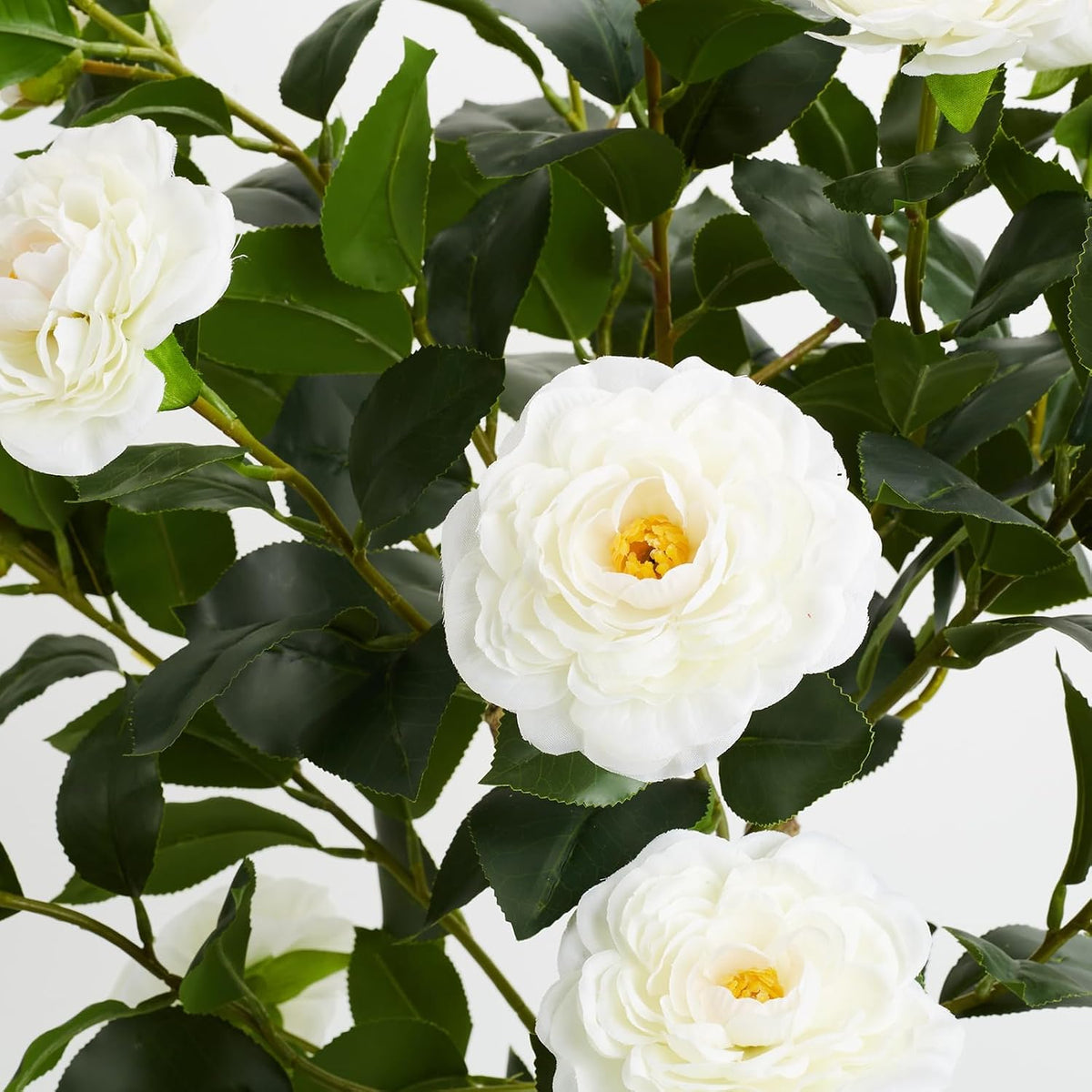 2 Pack Artificial Flowers Camellia,Fake Plants for Outdoors,3FT(Orange)