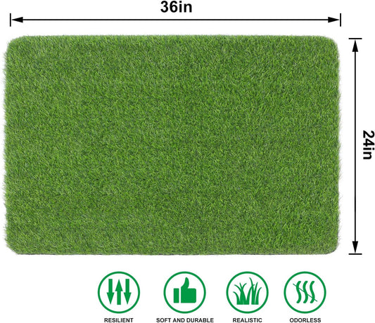 Artificial Grass Door Mat, Turf Grass Front Door Mats Outdoor/Indoor, Realistic Fake Grass Rug for Entrance, Dog, Patio, Camper, Home Decor, 24" x 36"