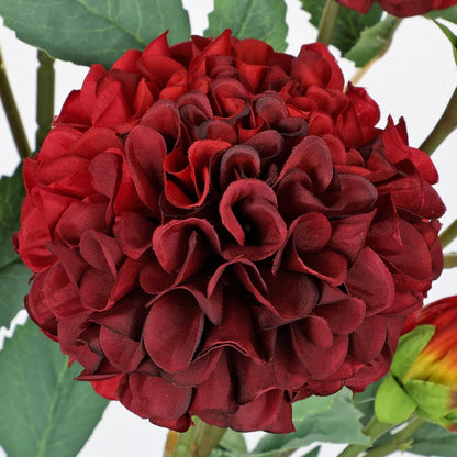 5PCS Dahlia Artificial Flowers 24.8" White Fake Ball Dahlias Silk Flowers Faux Roses Flower with Long Stems for DIY Wedding Bouquets Table Centerpieces Arrangements Bridal Party Home Decor