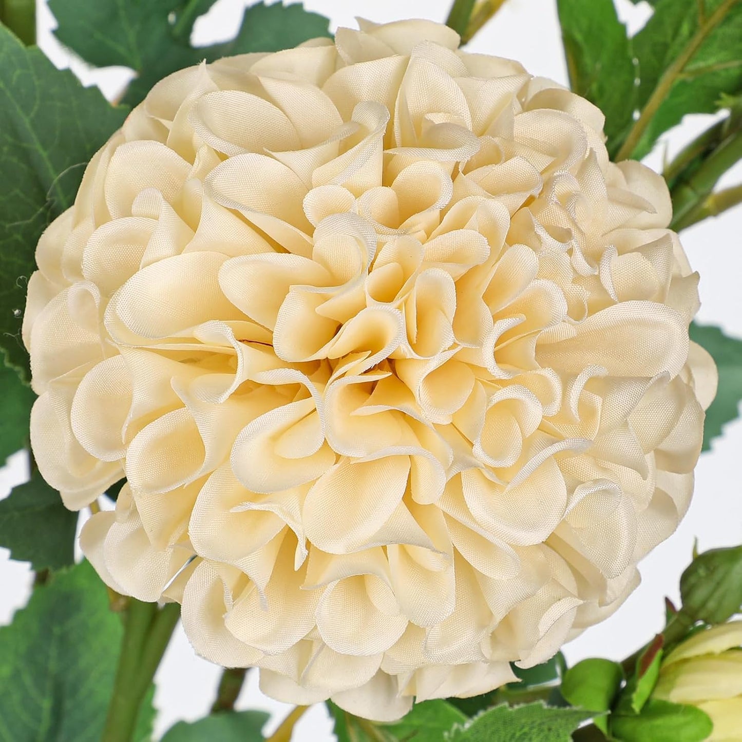 5PCS Dahlia Artificial Flowers 24.8" White Fake Ball Dahlias Silk Flowers Faux Roses Flower with Long Stems for DIY Wedding Bouquets Table Centerpieces Arrangements Bridal Party Home Decor