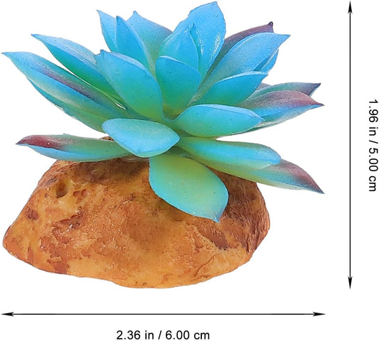 Simulated Succulent Plants Decor 2pcs for Reptile Tank Landscaping Artificial Hiding Plant Ornaments for Pet Terrarium Habitat Accessories
