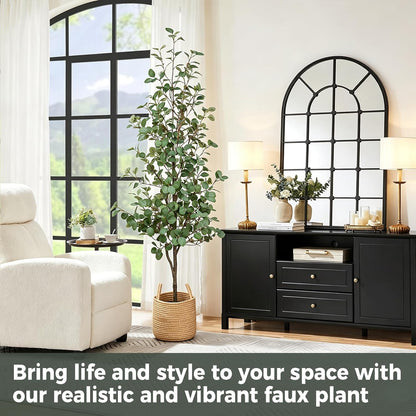 Olive Trees Artificial Indoor 6FT, Faux Olive Tree with Woven Basket & Natural-Looking Wood Trunk, Realistic Leaves & Fruits, Maintenance-Free Tall Fake Olive Tree for Modern Home Office Decor
