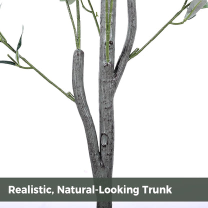 Olive Trees Artificial Indoor 6FT, Faux Olive Tree with Woven Basket & Natural-Looking Wood Trunk, Realistic Leaves & Fruits, Maintenance-Free Tall Fake Olive Tree for Modern Home Office Decor