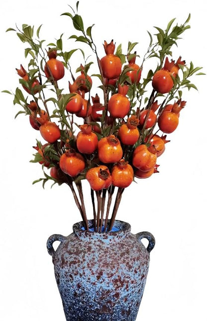 23.6" Artificial Pomegranate Branches - 6Pcs Realistic Fake Fruit Stems for Indoor Home Decor, Table Centerpiece, Vase Fillers, Farmhouse Style, Lifelike Artificial Plants and Flowers