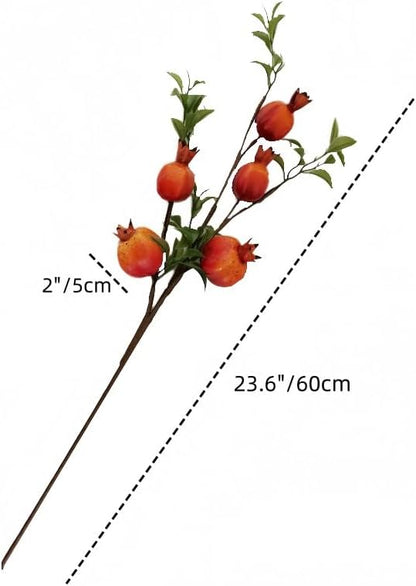 23.6" Artificial Pomegranate Branches - 6Pcs Realistic Fake Fruit Stems for Indoor Home Decor, Table Centerpiece, Vase Fillers, Farmhouse Style, Lifelike Artificial Plants and Flowers