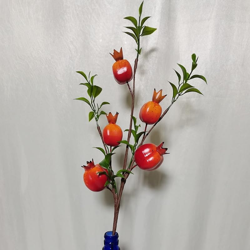 23.6" Artificial Pomegranate Branches - 6Pcs Realistic Fake Fruit Stems for Indoor Home Decor, Table Centerpiece, Vase Fillers, Farmhouse Style, Lifelike Artificial Plants and Flowers