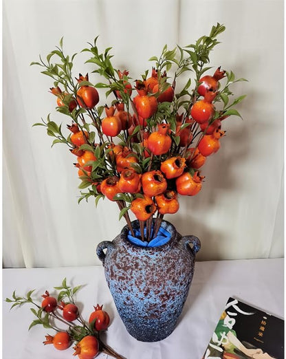 23.6" Artificial Pomegranate Branches - 6Pcs Realistic Fake Fruit Stems for Indoor Home Decor, Table Centerpiece, Vase Fillers, Farmhouse Style, Lifelike Artificial Plants and Flowers