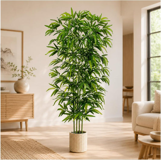 Artificial Bamboo Tree: 6FT Fake Bamboo Plant Faux Tall Nandina Tree