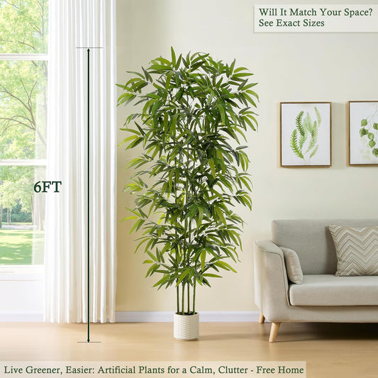Artificial Bamboo Tree: 6FT Fake Bamboo Plant Faux Tall Nandina Tree