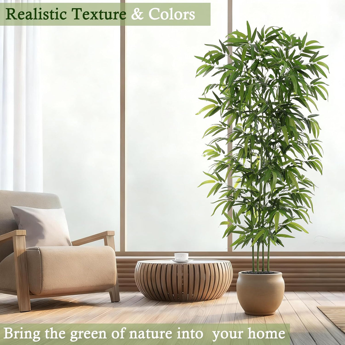 Artificial Bamboo Tree: 6FT Fake Bamboo Plant Faux Tall Nandina Tree